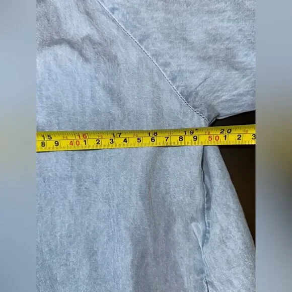 Elan Women’s Sienna Ruffle Mini Dress Blue Wash Ruffle feminine BOHO SMALL NWT - Picture 12 of 13